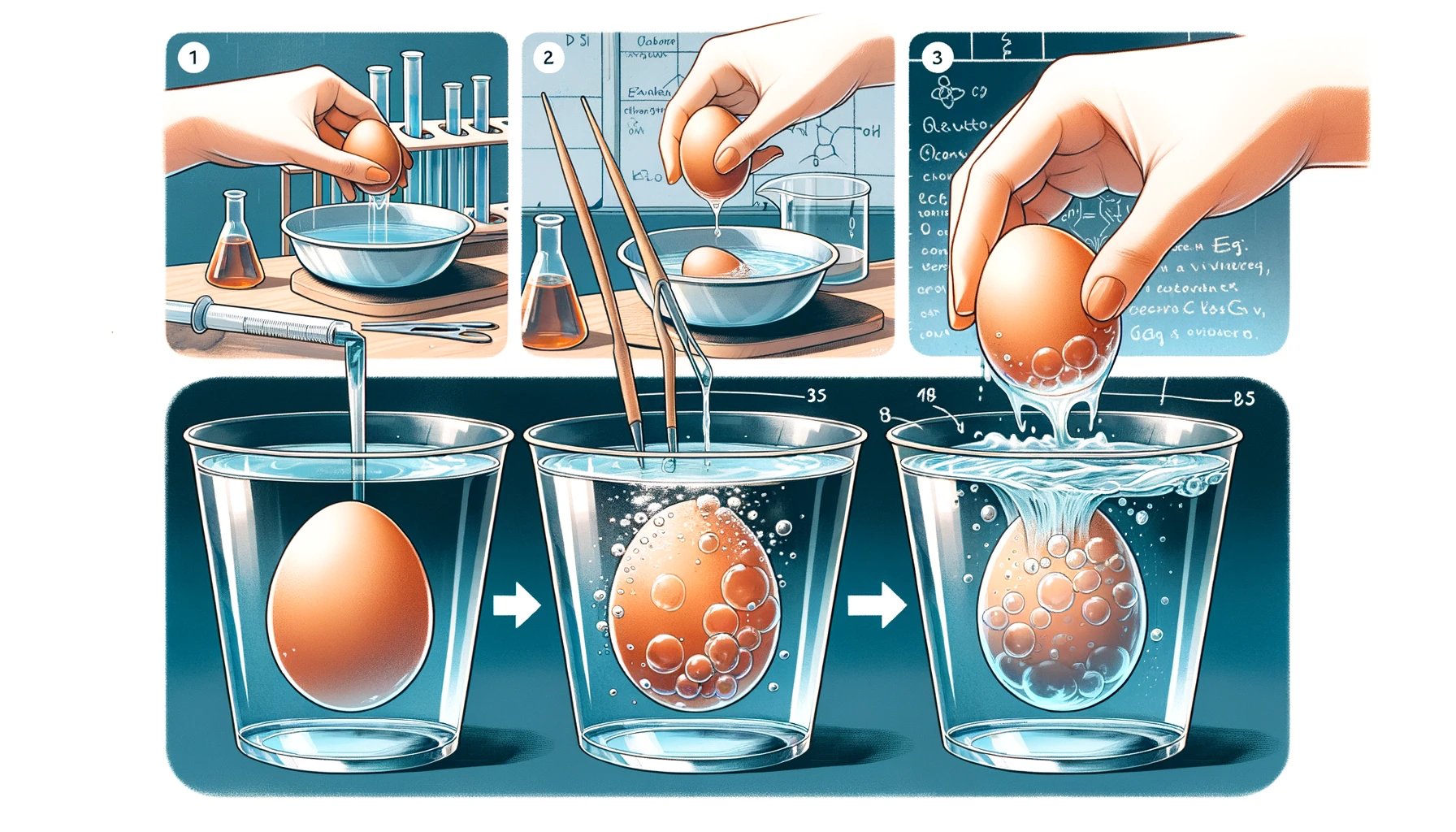 como realizar el experimento del huevo en vinagre paso a paso
