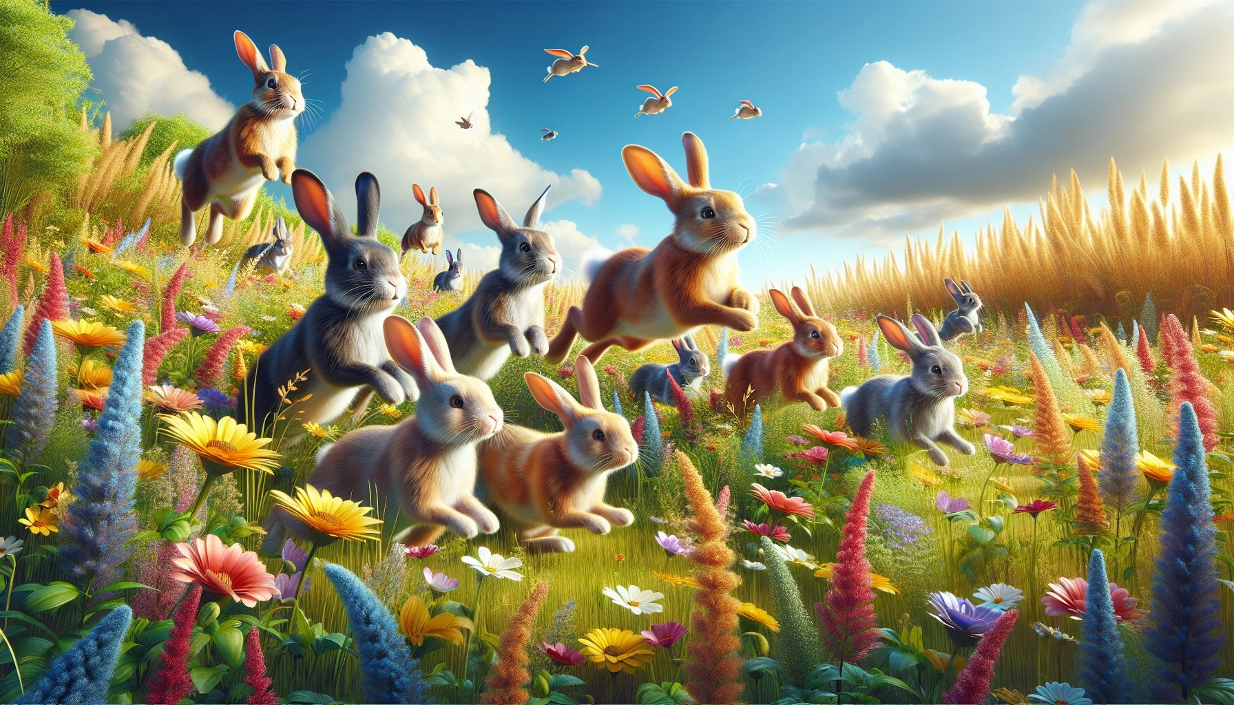 interpretacion de suenos con conejos en campo de flores.webp