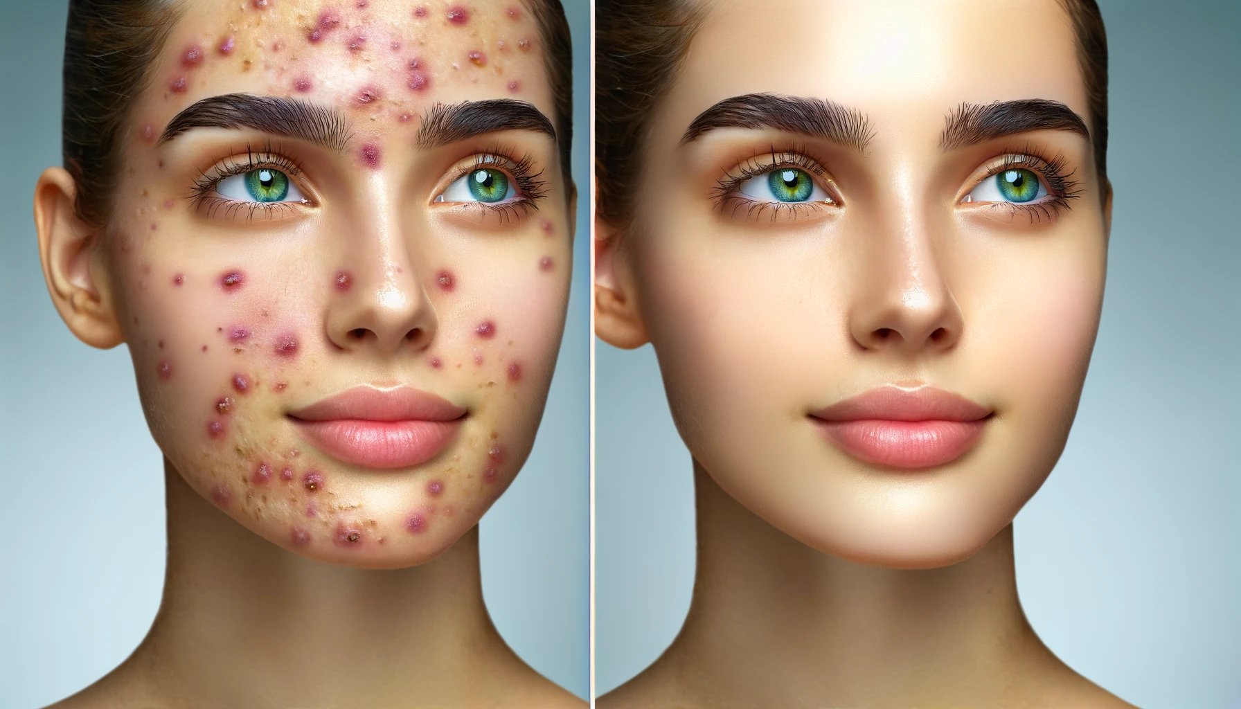 transformación de la piel después del tratamiento del acné
