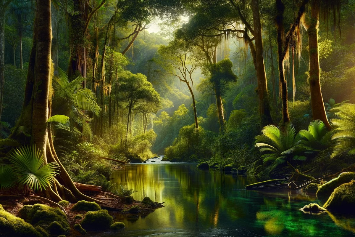 escena tranquila en la selva tropical mexicana
