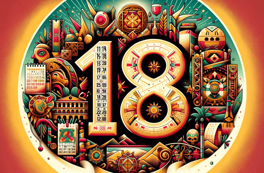 celebración del número 18 con símbolos mexicanos