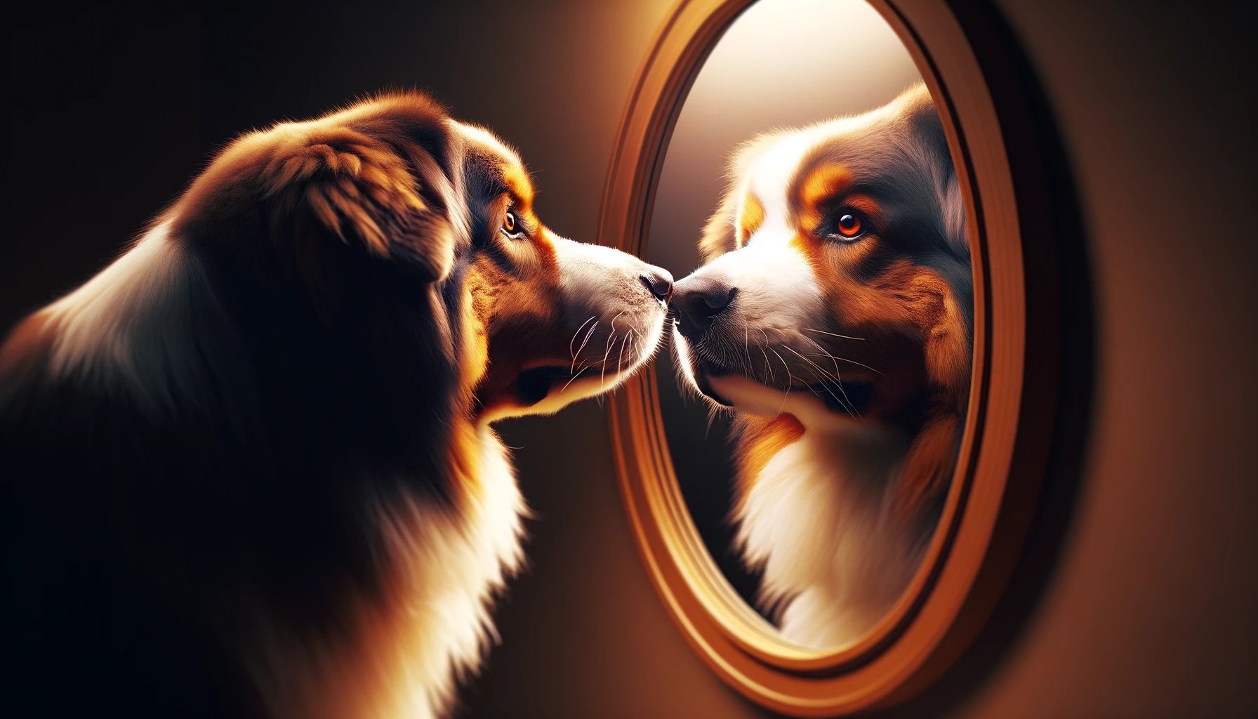 perro observando su reflejo