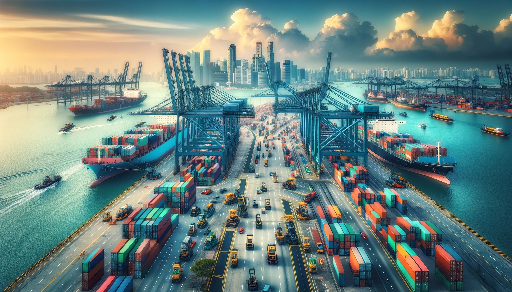 el vibrante puerto de Singapur en la logística asiática