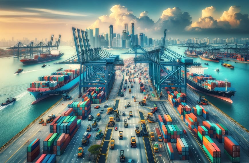 el vibrante puerto de Singapur en la logística asiática