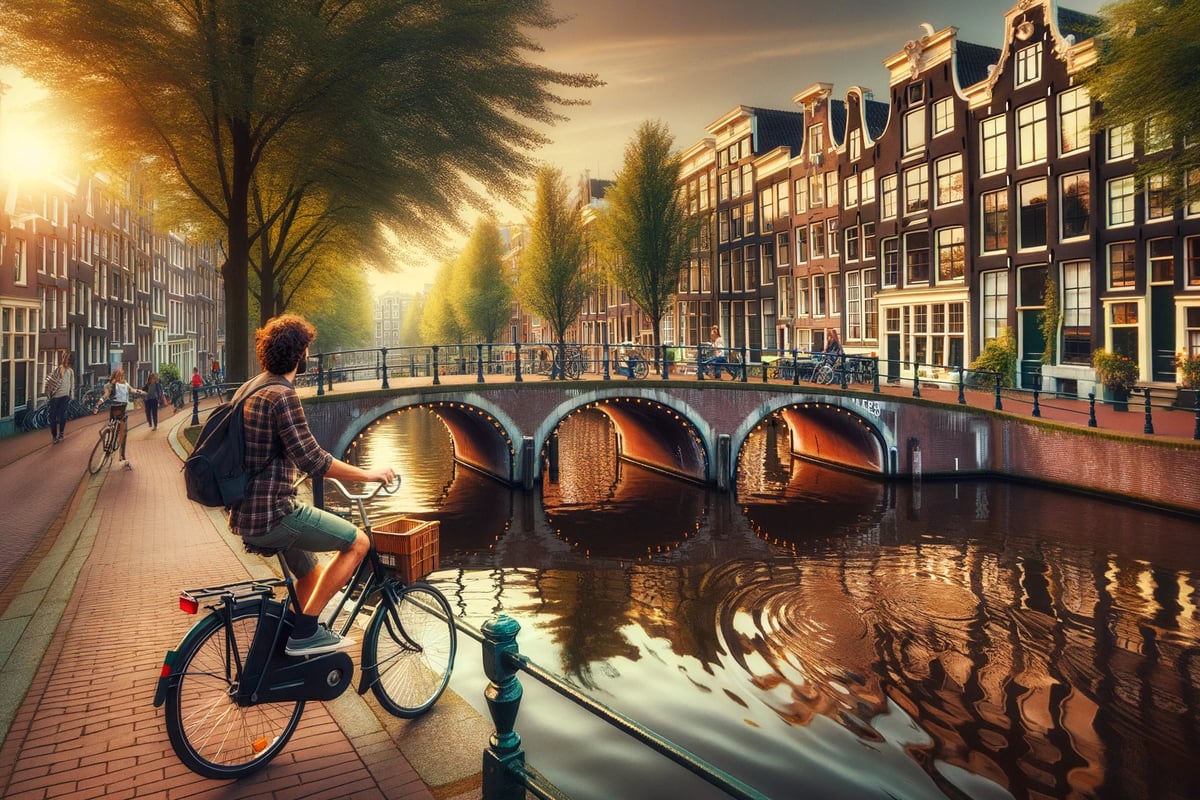 explorando la vida cotidiana en bicicleta por los canales de Ámsterdam