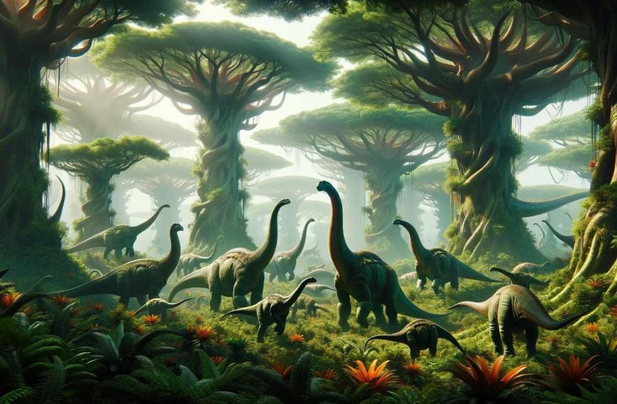 brontosaurios en su hábitat natural prehistórico