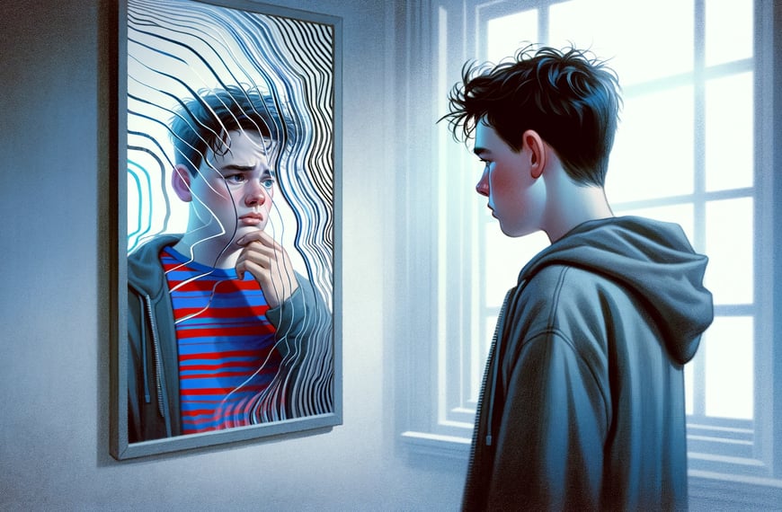 reflexión distorsionada en el espejo que representa el trastorno dismórfico corporal