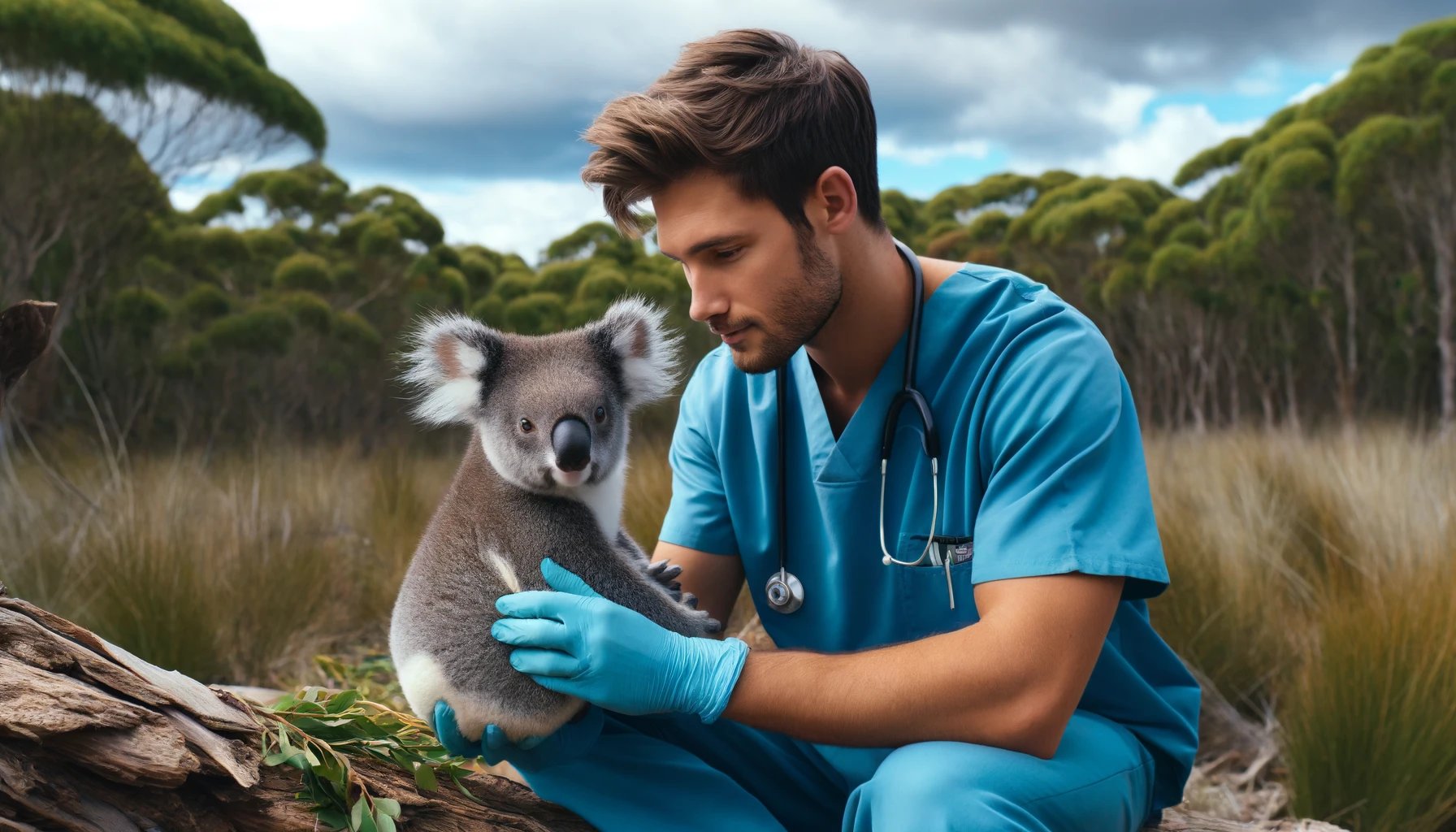 veterinario cuidando fauna australiana