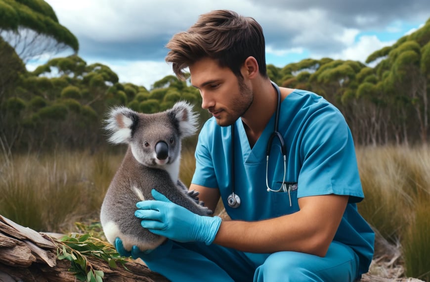 veterinario cuidando fauna australiana