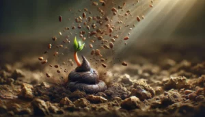 crecimiento espiritual y transformación personal simbolizados por una semilla germinando