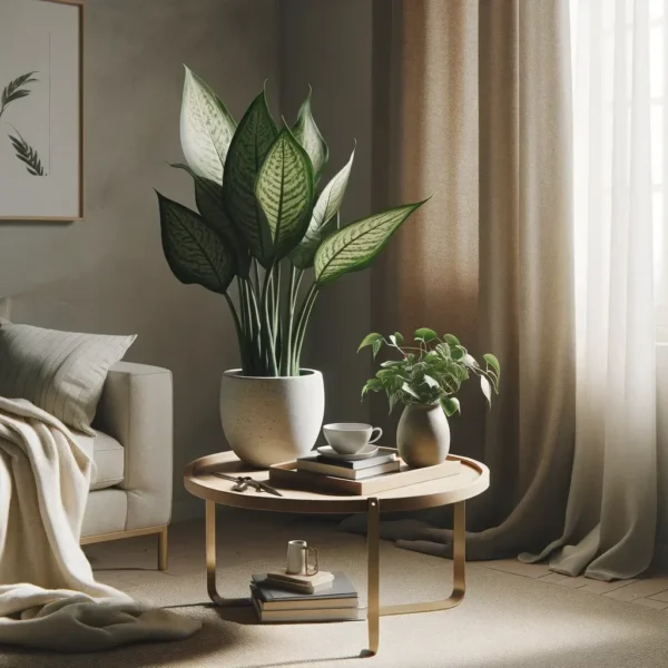 diseño minimalista de interiores con plantas en invierno