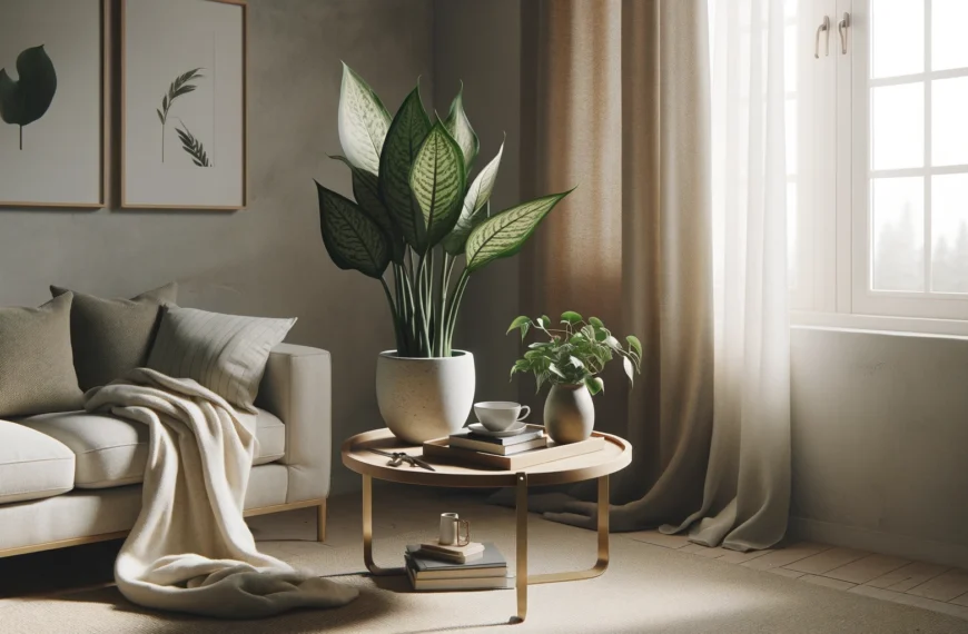 diseño minimalista de interiores con plantas en invierno