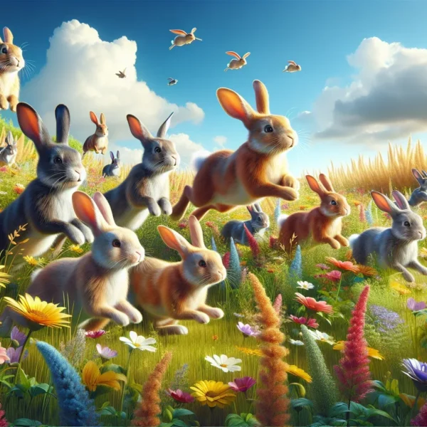 interpretacion de suenos con conejos en campo de flores.webp