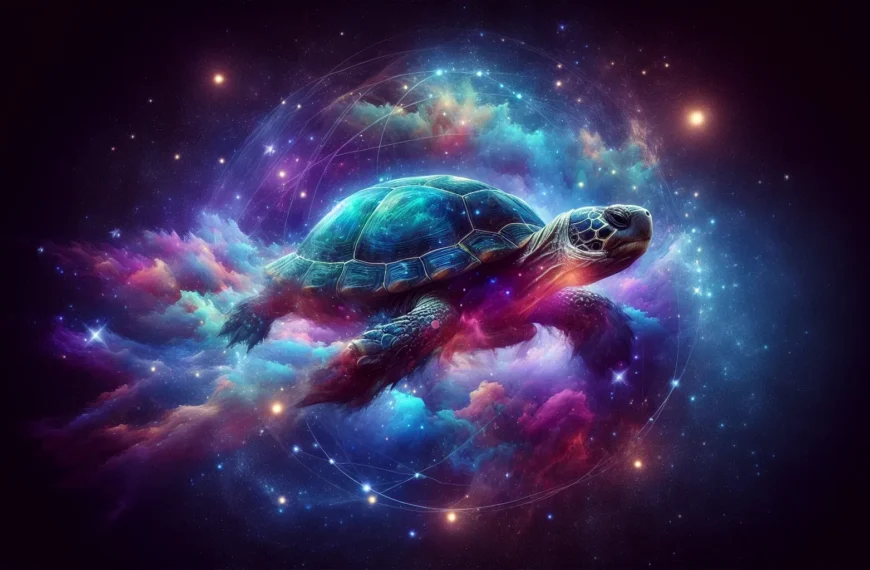 tortuga en un viaje cosmico simbolico.webp