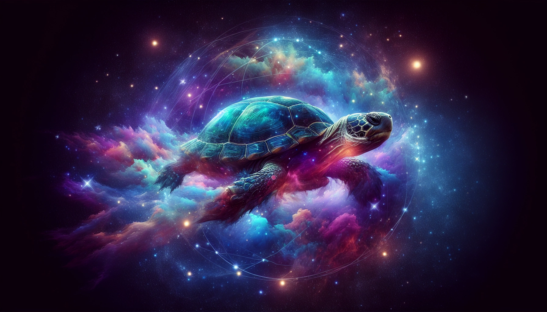 tortuga en un viaje cosmico simbolico.webp