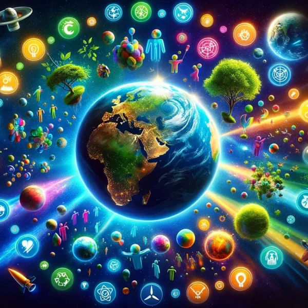 símbolos de los objetivos de desarrollo sostenible alrededor de la Tierra