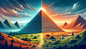 comparación geométrica entre prisma y pirámide en la arquitectura