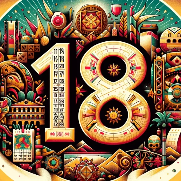 celebración del número 18 con símbolos mexicanos