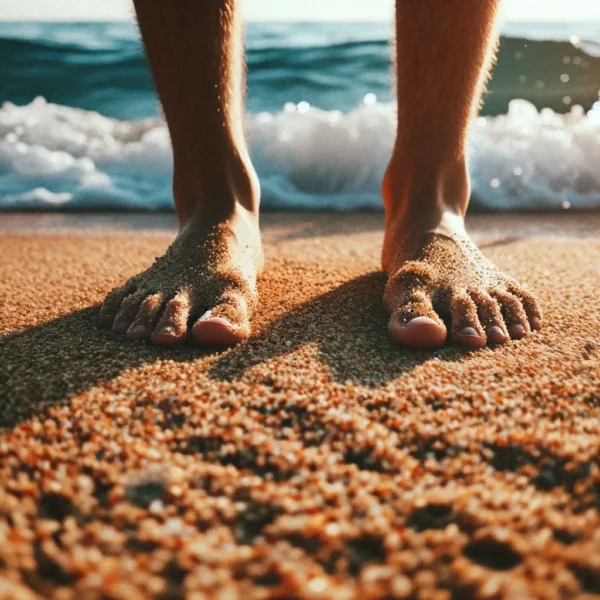 conexión con la naturaleza a través del tacto de la arena y el mar