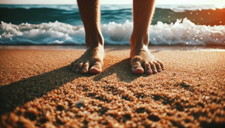 conexión con la naturaleza a través del tacto de la arena y el mar