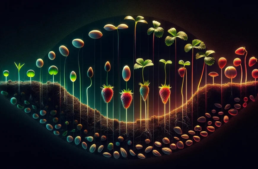 el ciclo de vida de una fresa desde la semilla hasta el brote.webp