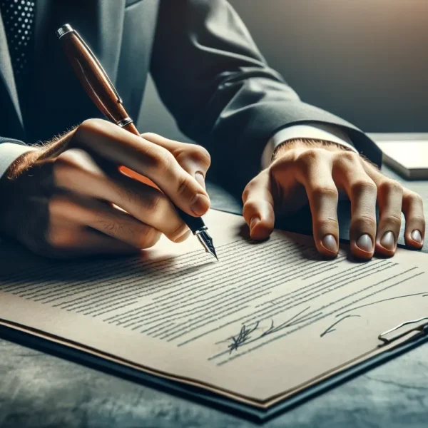 firma de contratos legales y administrativos en un entorno profesional