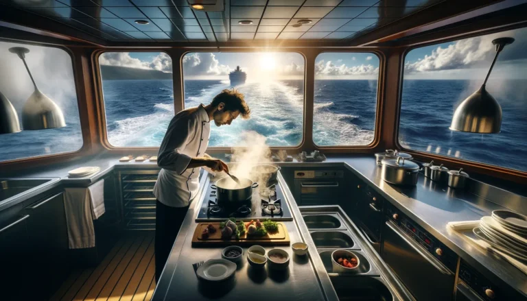 vista del mar desde la cocina de un crucero