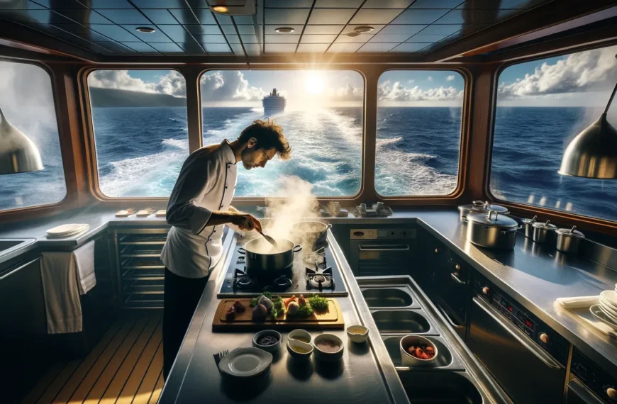 vista del mar desde la cocina de un crucero