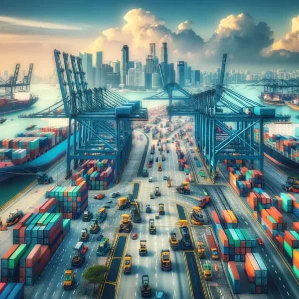 el vibrante puerto de Singapur en la logística asiática