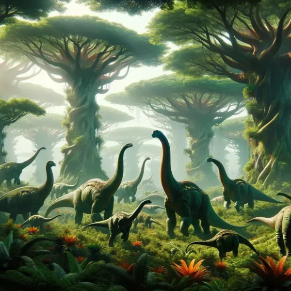 brontosaurios en su hábitat natural prehistórico