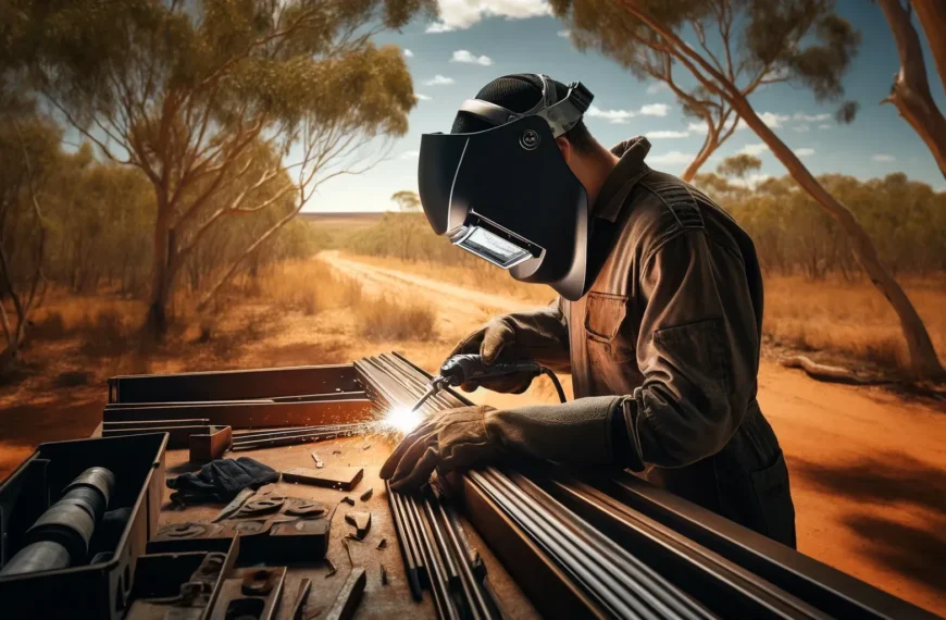 soldadura de hierro en el paisaje australiano